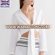 Women beach wear long sleeve tie design linen crop tops