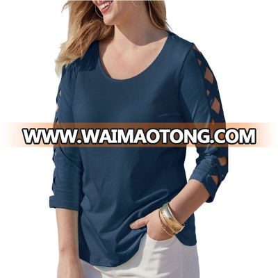 YAMARKET XL-5XL O Neck T Shirt Plus Size Tops Women Popular Autumn Wear Solid Color Top Tees Black Wine Red Navy Purple E251435